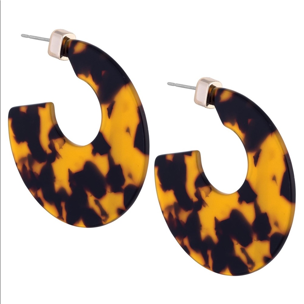 Geometric Celluloid Acetate Tortoise Disc Earrings